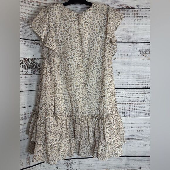 Mayoral Dress Girl Size 8 leopard print chiffon Ruffle 128 CM Made in Spain - Picture 5 of 13